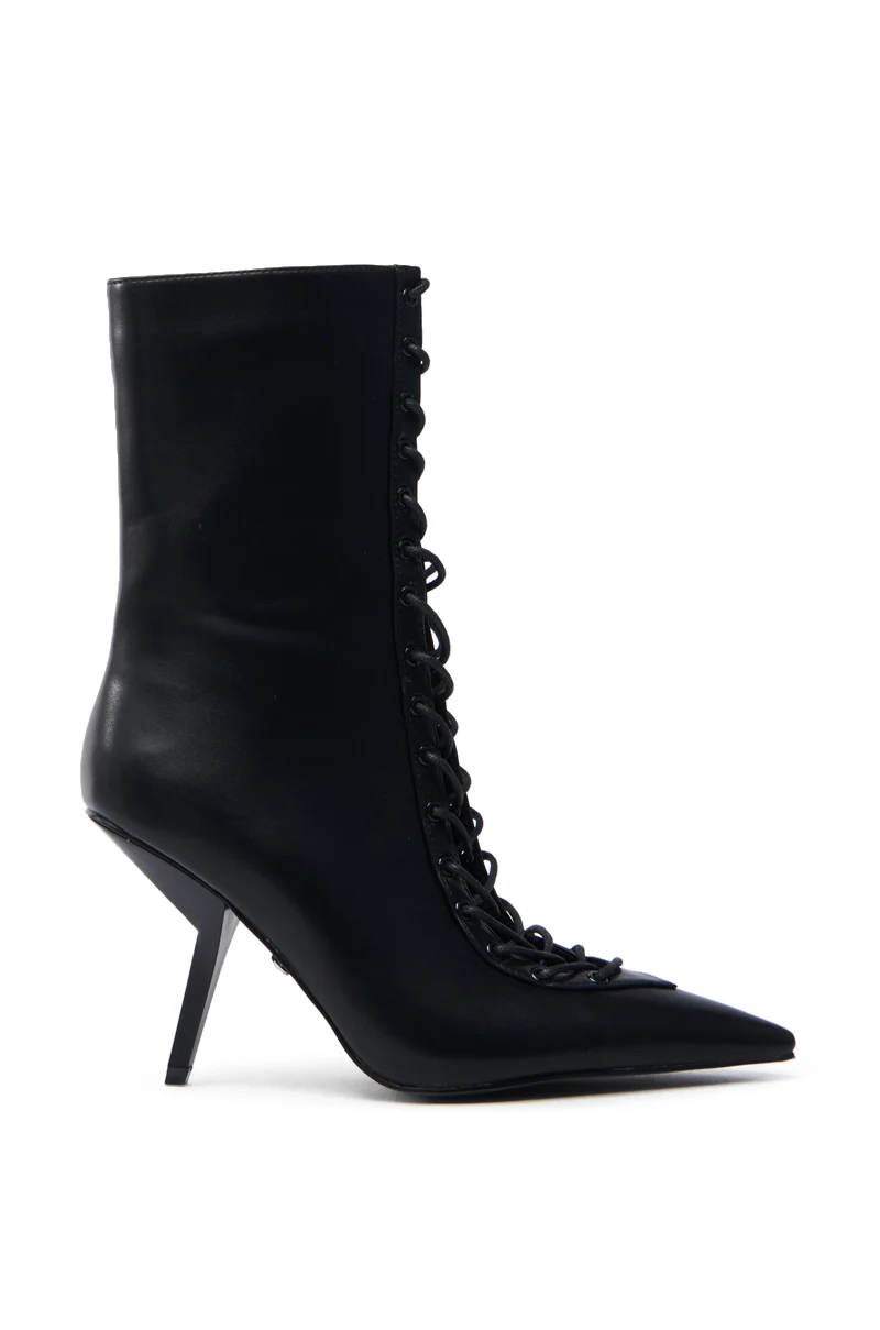 AZALEA WANG SILVA BLACK LACE UP STILETTO BOOTIE - Image 3