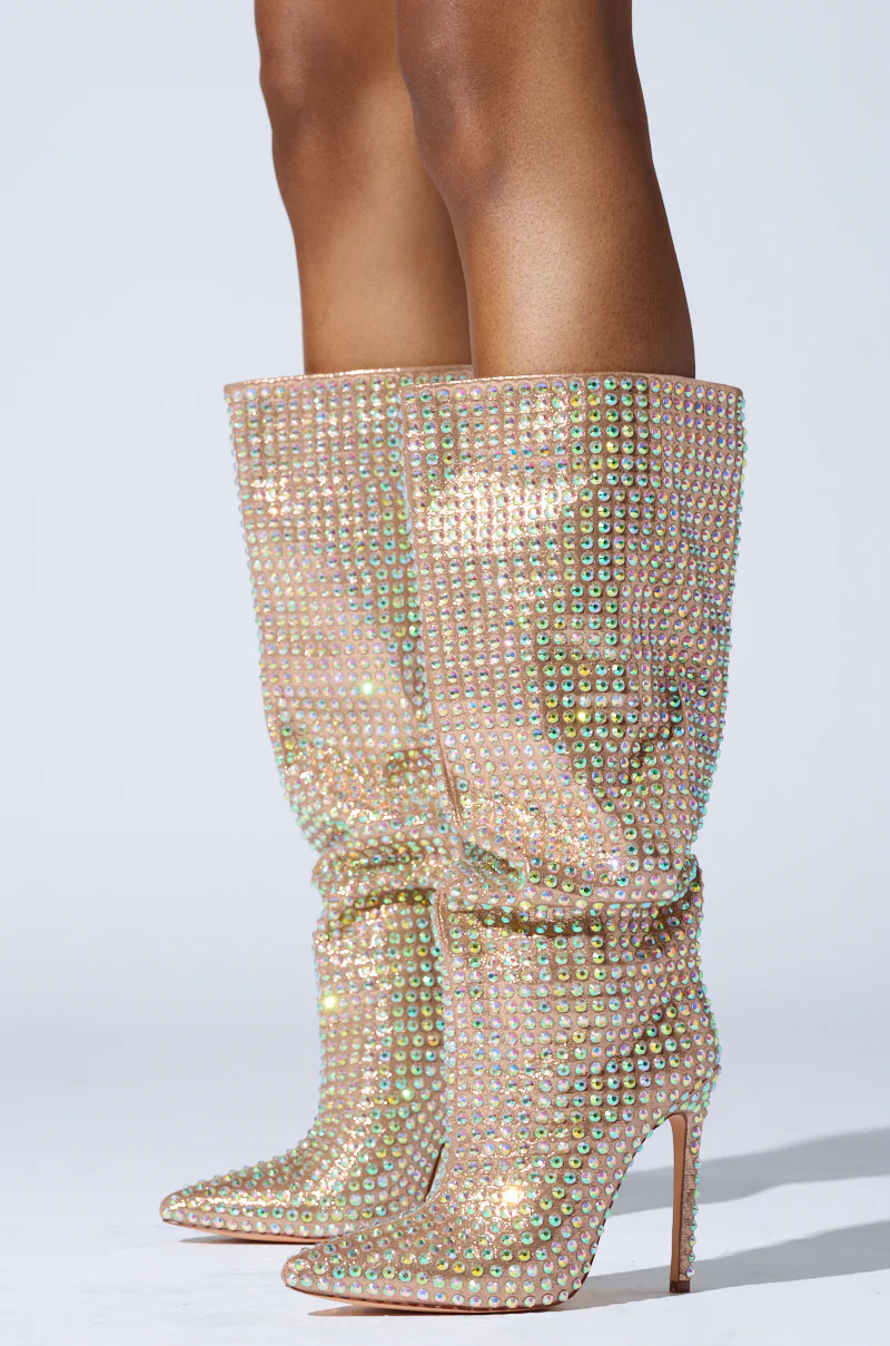 AZALEA WANG STARLEY GOLD RHINESTONE BOOT - Image 4