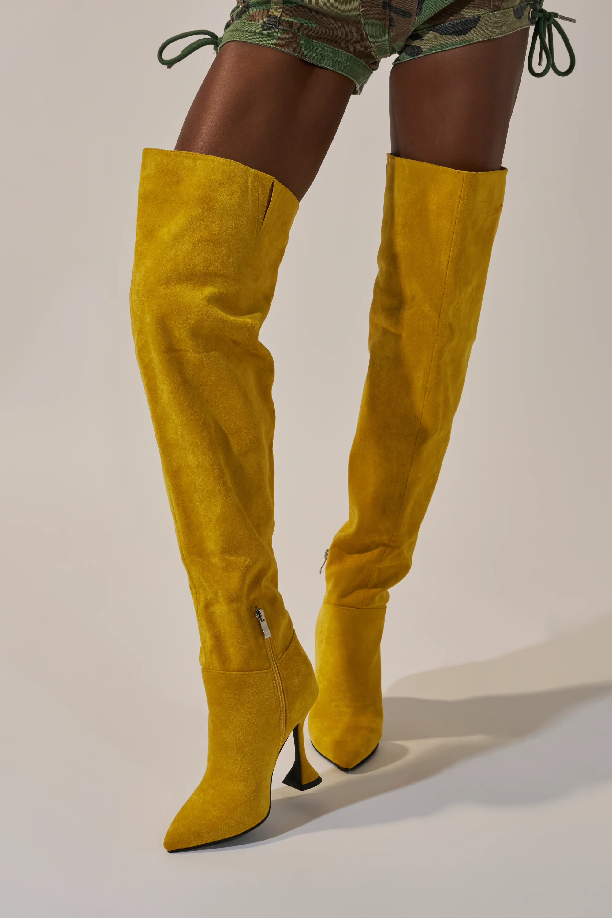 AZALEA WANG STEPHAN YELLOW FAUX SUEDE CHUNKY BOOT - Image 2