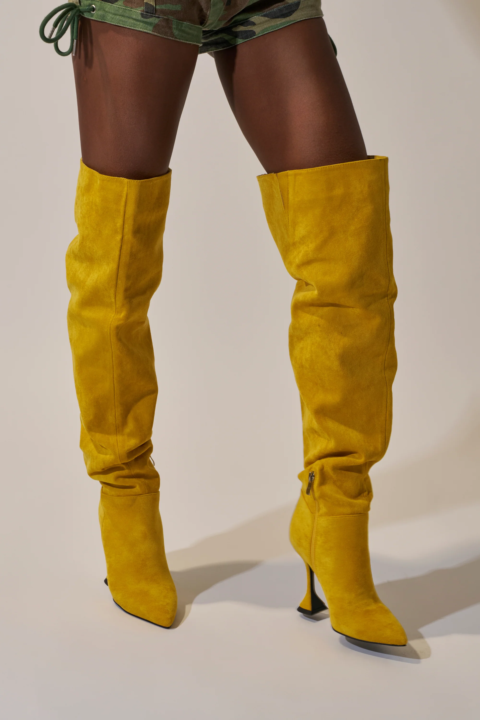 AZALEA WANG STEPHAN YELLOW FAUX SUEDE CHUNKY BOOT - Image 3