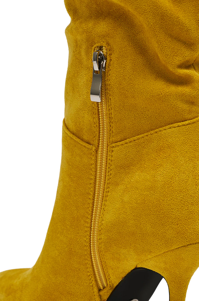 AZALEA WANG STEPHAN YELLOW FAUX SUEDE CHUNKY BOOT - Image 7