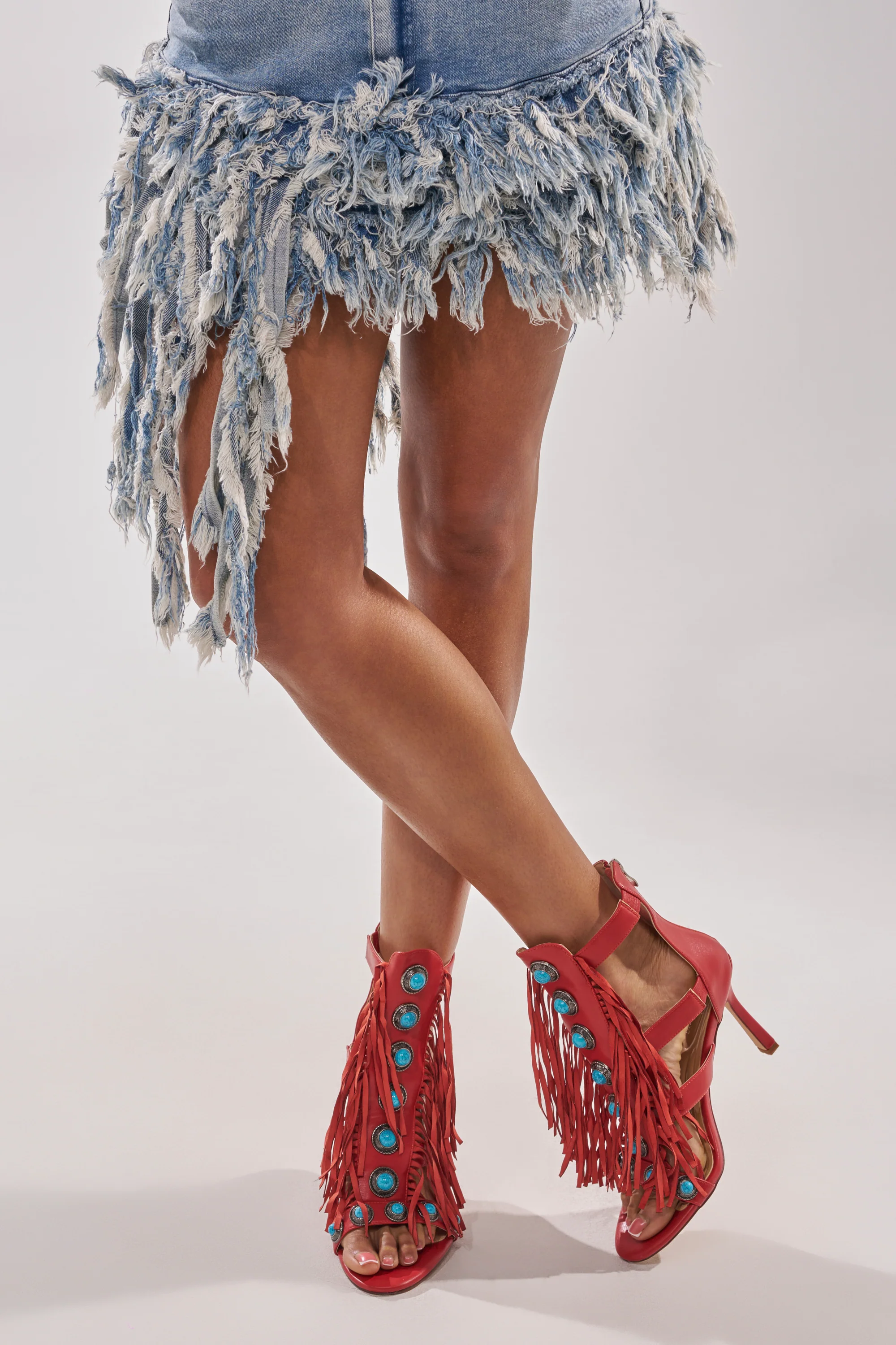 AZALEA WANG SUMAC RED FRINGE WESTERN STILETTO SANDAL - Image 2