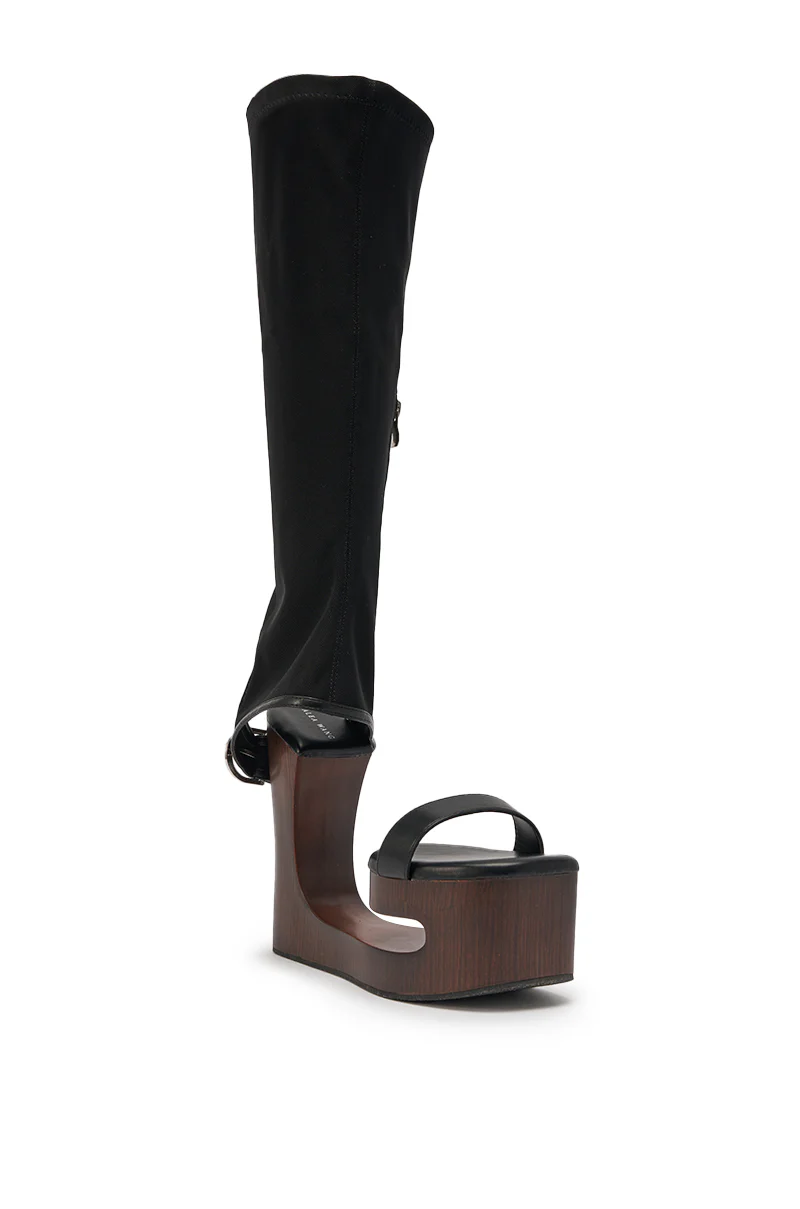 AZALEA WANG SWINDLE BLACK NOVELTY WEDGE SANDAL - Image 5