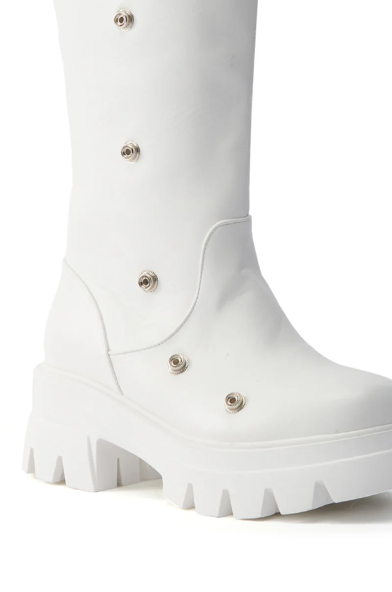 AZALEA WANG SYBEL WHITE SNAP DETAIL BOOTIE - Image 12