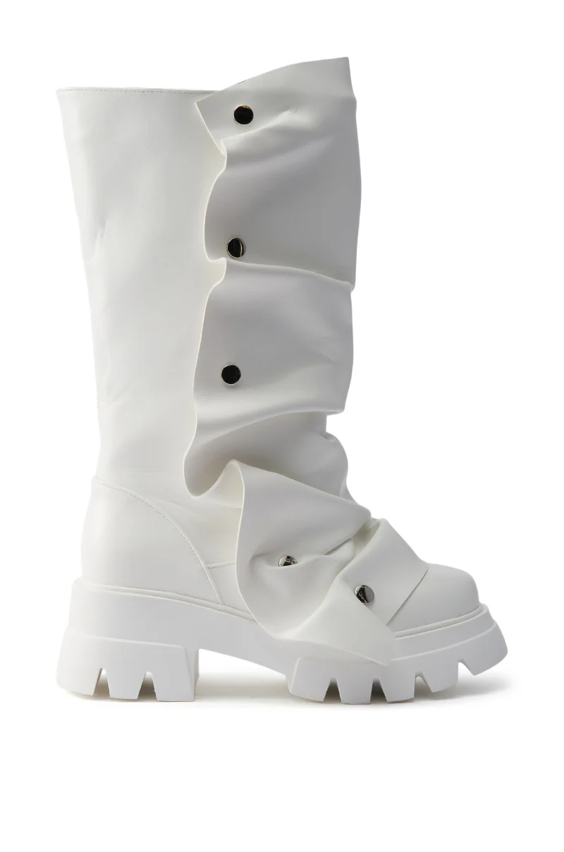 AZALEA WANG SYBEL WHITE SNAP DETAIL BOOTIE - Image 5