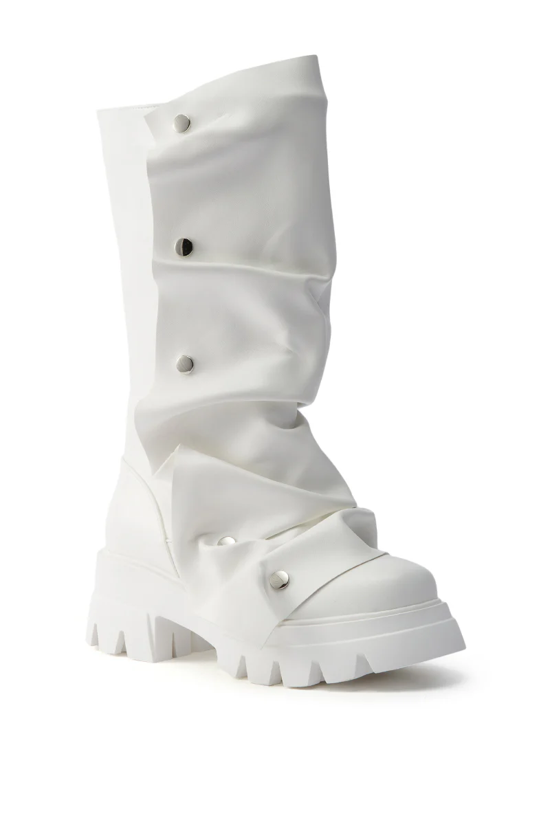 AZALEA WANG SYBEL WHITE SNAP DETAIL BOOTIE - Image 7