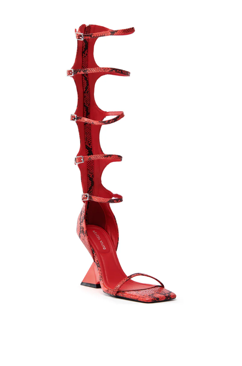 AZALEA WANG TAITEN RED SNAKE WEDGE SANDAL - Image 4