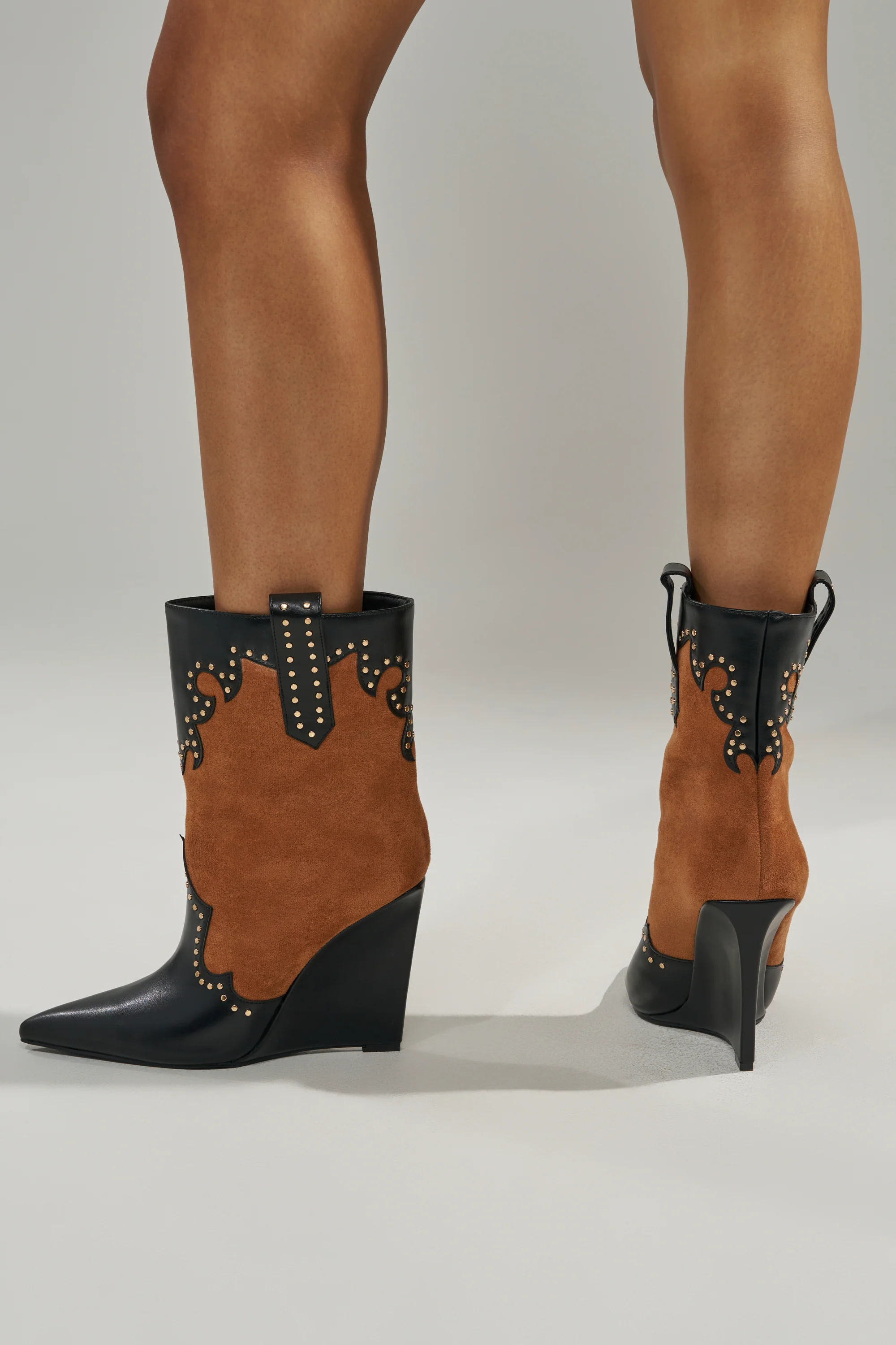 AZALEA WANG TALLULAH COGNAC WEDGE WESTERN BOOTIE - Image 5