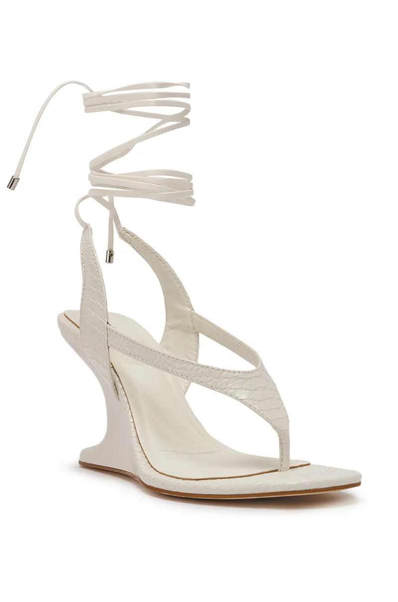AZALEA WANG TAMSIN WHITE CROC NOVELTY WEDGE STRAP SANDAL - Image 7