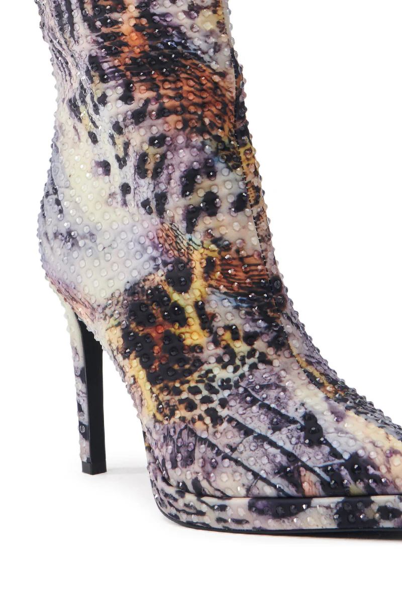 AZALEA WANG TAURA MULTI RHINESTONE EMBELLISHED ANIMAL PRINT BOOTIE - Image 8