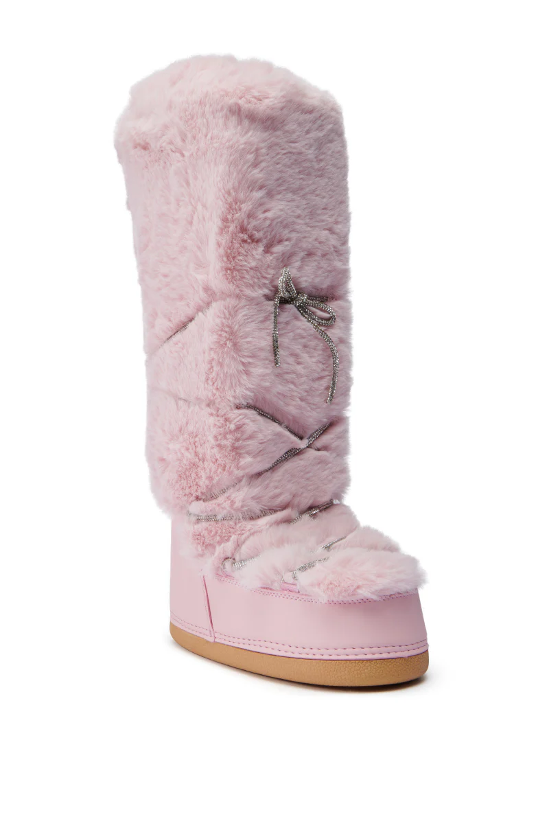 AZALEA WANG TAYTON PINK FUZZY FLAT KNEE HIGH BOOT - Image 4