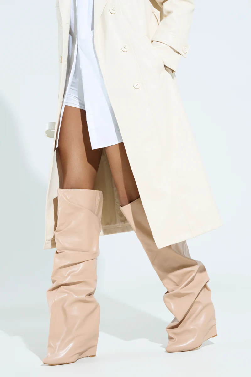 AZALEA WANG TEUILA BONE WEDGE RUCHED BOOT - Image 2