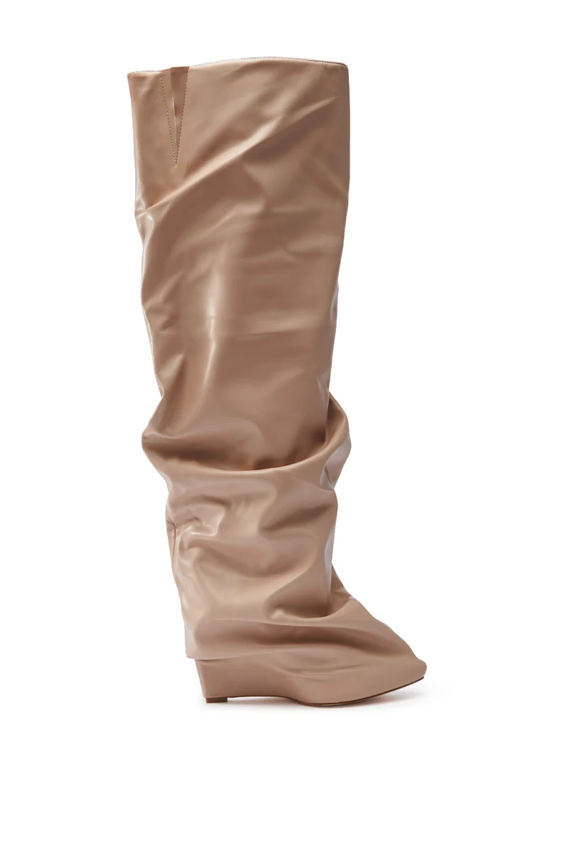 AZALEA WANG TEUILA BONE WEDGE RUCHED BOOT - Image 5