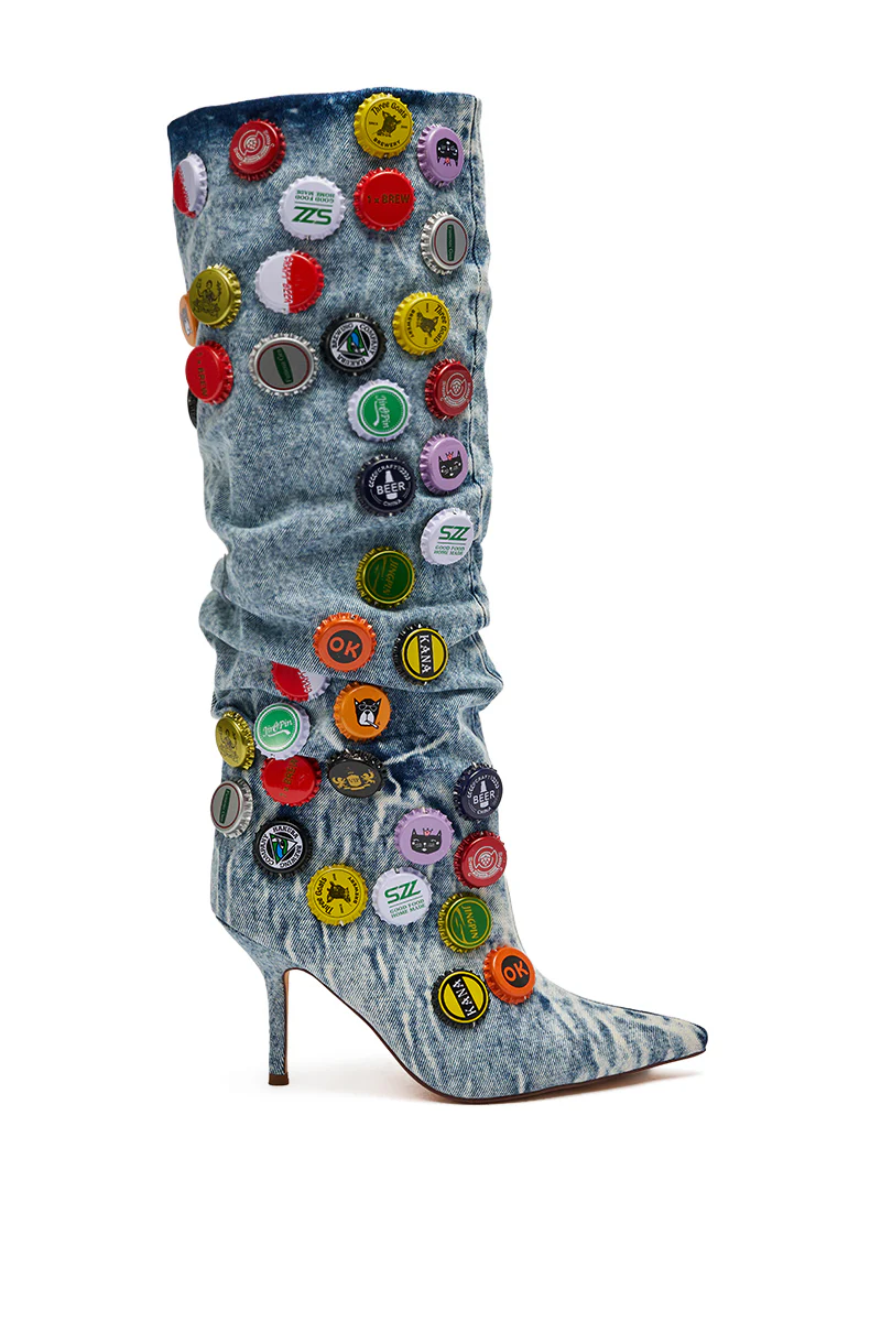 AZALEA WANG THELEN DENIM BOTTLE CAP STILETTO BOOT - Image 6