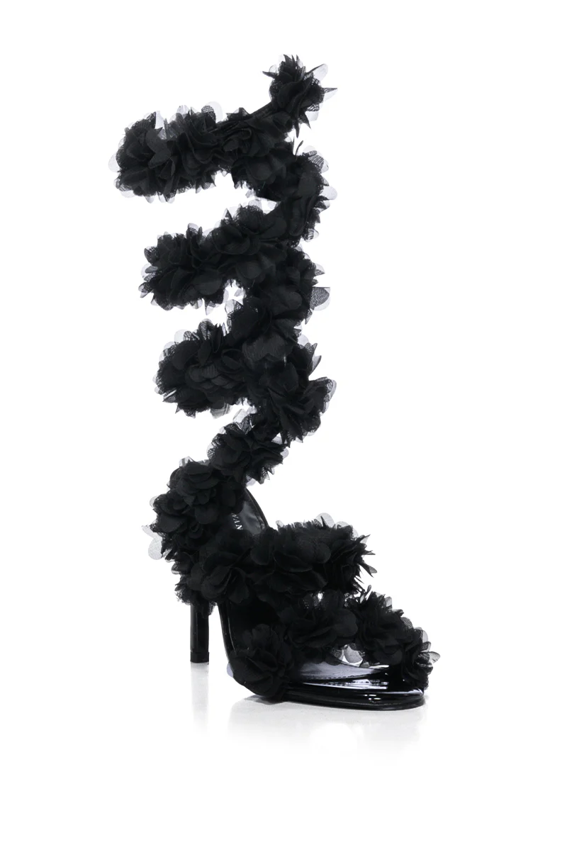 AZALEA WANG THEODOSIA BLACK FLORAL STILETTO SANDAL - Image 3