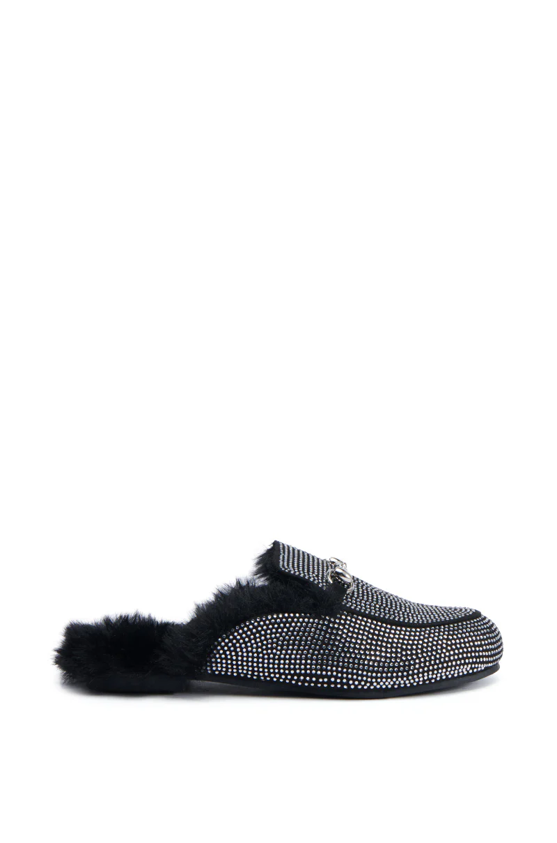 AZALEA WANG TIRAMISU BLACK FUR FOOTBED LOAFER - Image 3