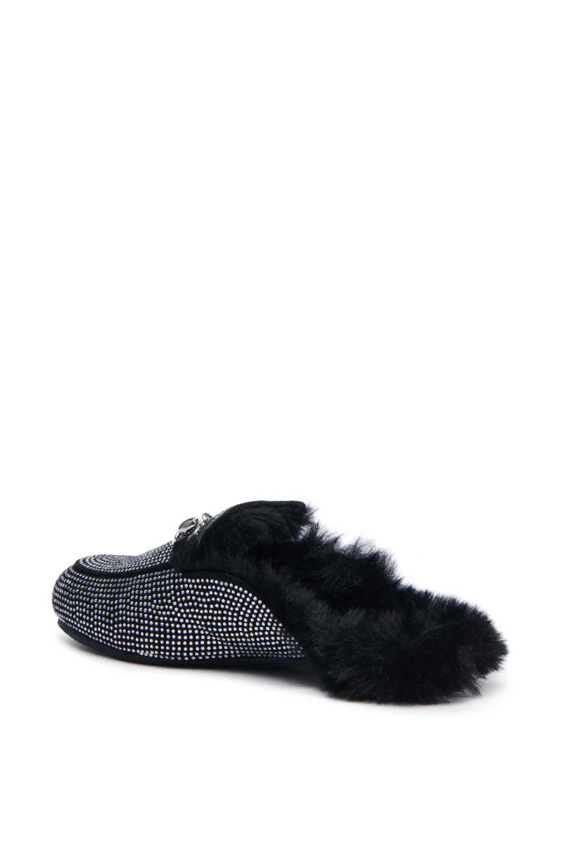 AZALEA WANG TIRAMISU BLACK FUR FOOTBED LOAFER - Image 5