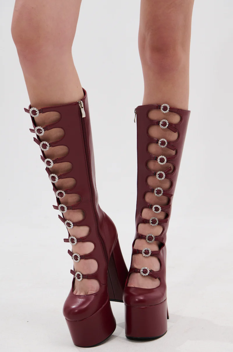 AZALEA WANG TOMLIN BURGUNDY PLATFORM BOOT - Image 2