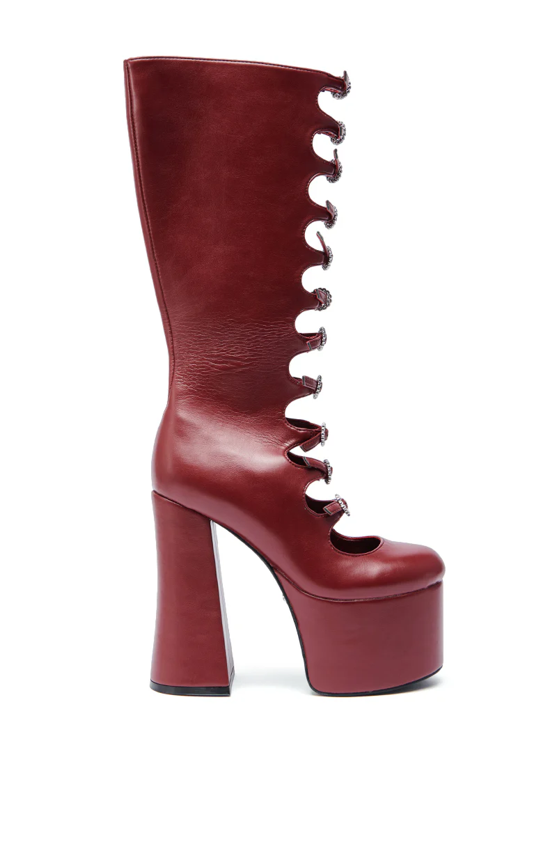 AZALEA WANG TOMLIN BURGUNDY PLATFORM BOOT - Image 4