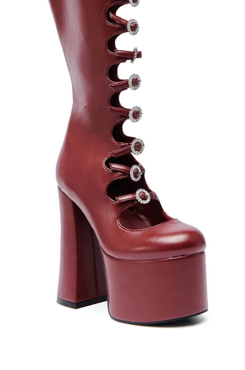 AZALEA WANG TOMLIN BURGUNDY PLATFORM BOOT - Image 7