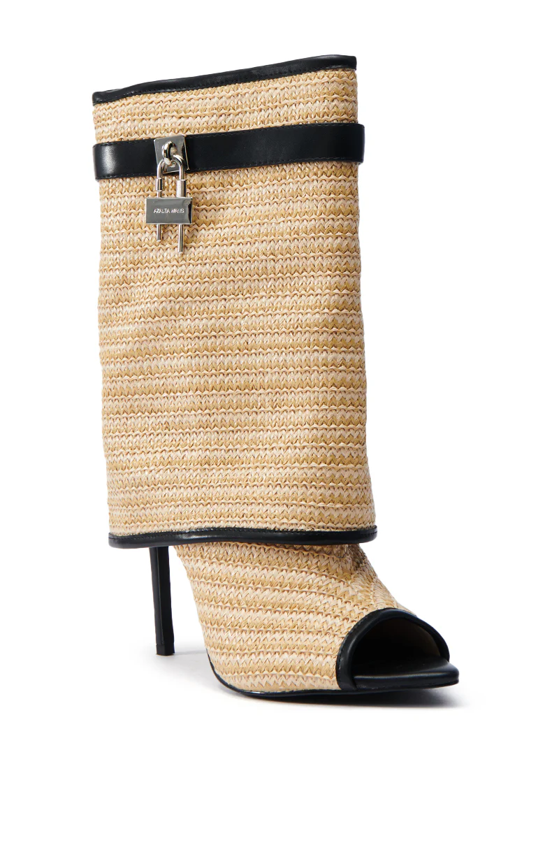 AZALEA WANG TYLOR BEIGE WOVEN BOOTIE - Image 4
