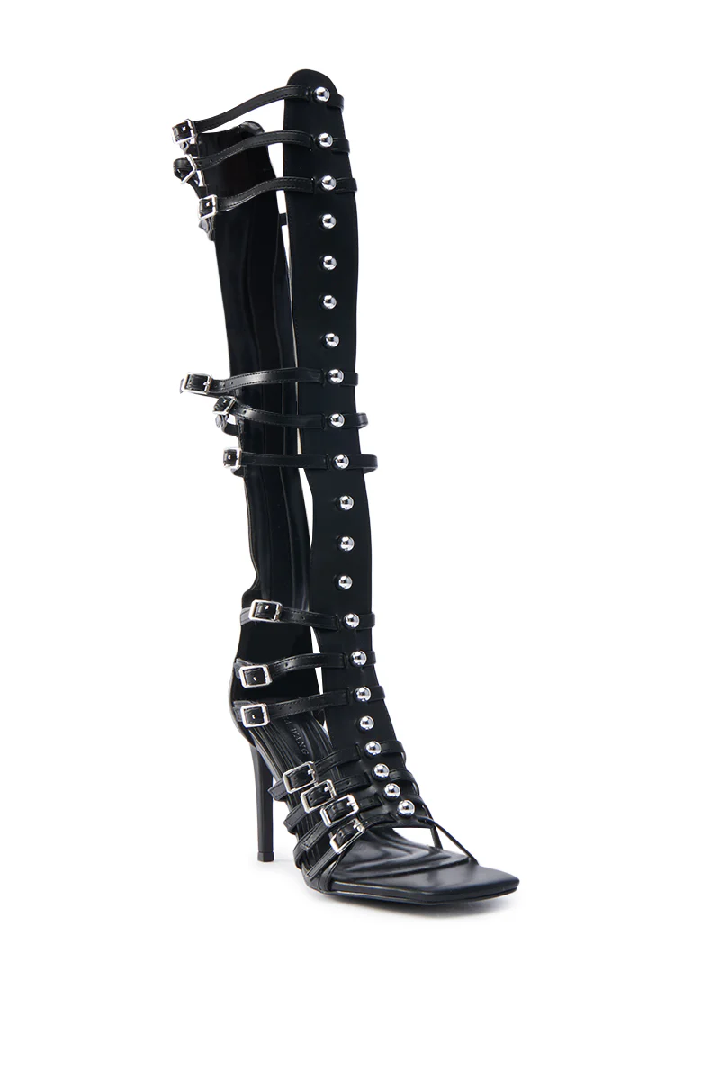 AZALEA WANG UNDERWOOD BLACK GLADIATOR STILETTO SANDAL - Image 6