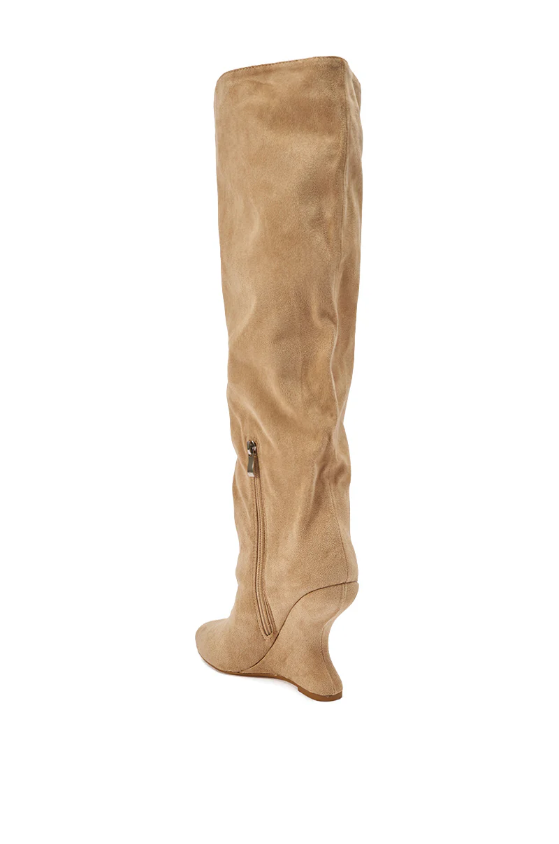 AZALEA WANG VINCE NUDE FAUX SUEDE WEDGE BOOT - Image 5