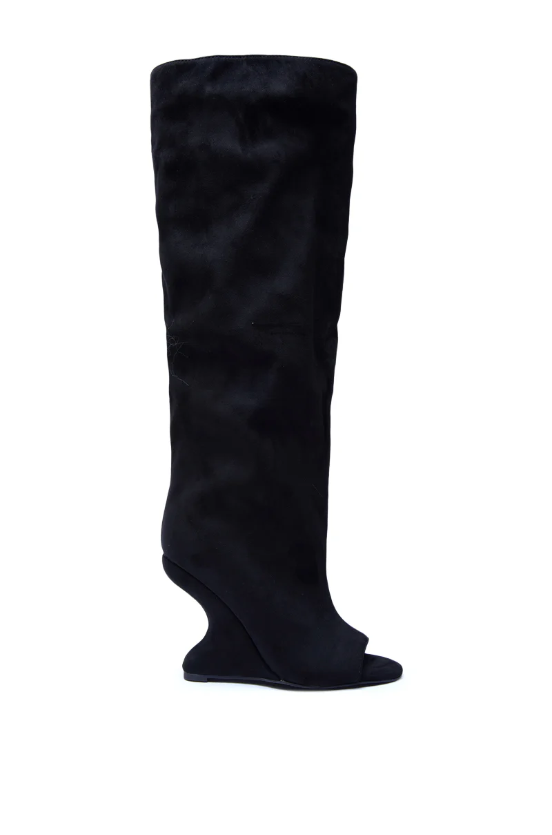 AZALEA WANG VINCENT BLACK FAUX SUEDE OPEN TOE BOOT - Image 4