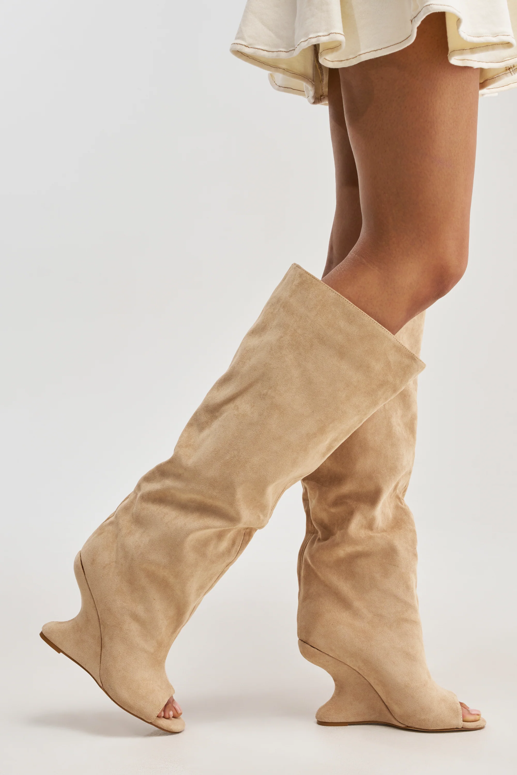 AZALEA WANG VINCENT NUDE FAUX SUEDE OPEN TOE BOOT - Image 2