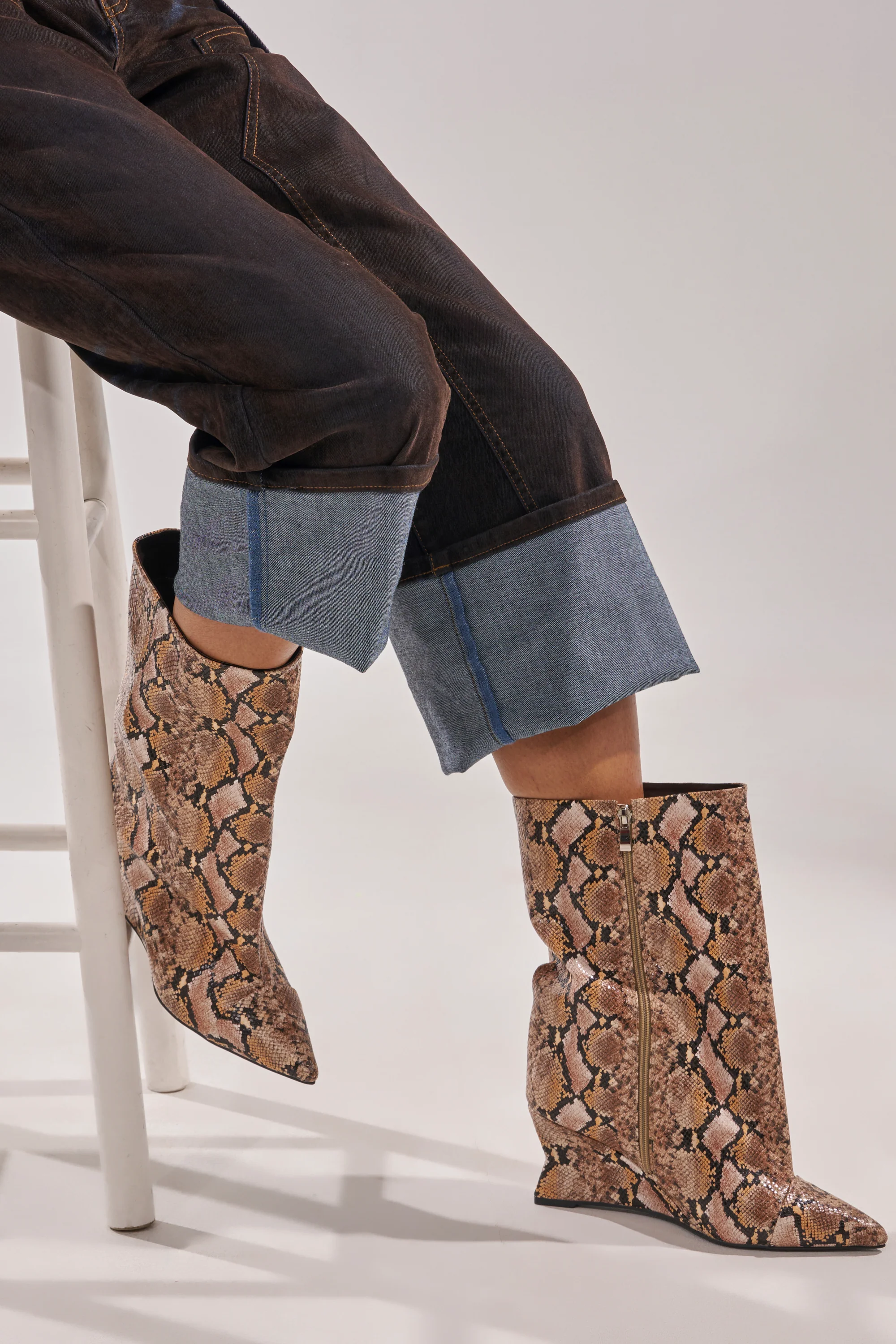 AZALEA WANG VINCI SNAKE PU PRINT WEDGE BOOTIE - Image 2