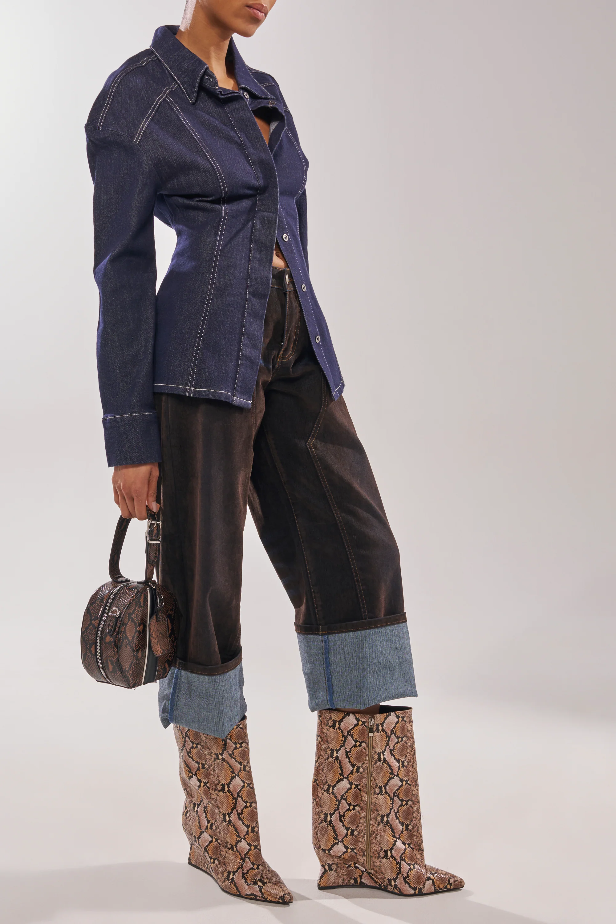 AZALEA WANG VINCI SNAKE PU PRINT WEDGE BOOTIE - Image 4