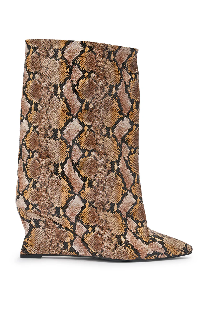 AZALEA WANG VINCI SNAKE PU PRINT WEDGE BOOTIE - Image 7