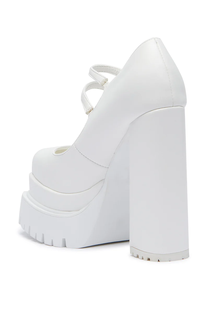 AZALEA WANG VIOLINA WHITE CHUNKY PLAFTFORM PUMP - Image 5