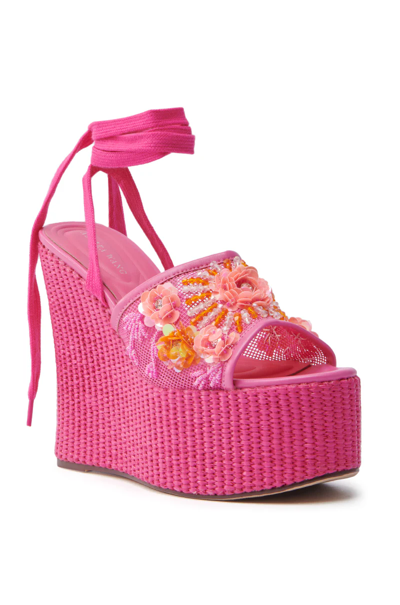AZALEA WANG VONDA PINK WEDGE SANDAL - Image 4