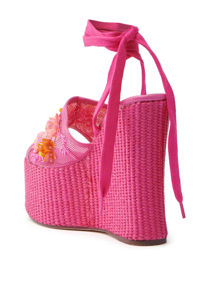 AZALEA WANG VONDA PINK WEDGE SANDAL - Image 5