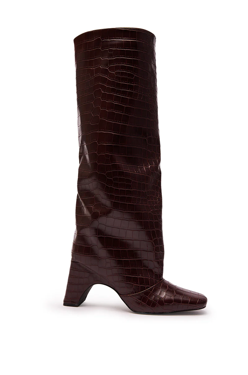 AZALEA WANG WELLS NEW BURGUNDY CROC BOOT - Image 4