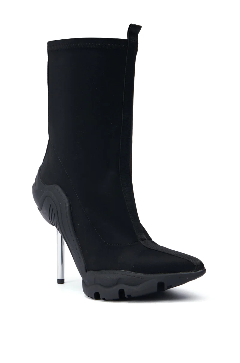 AZALEA WANG WILBER BOOTIE WITH STRETCH NEOPRENE IN BLACK - Image 4