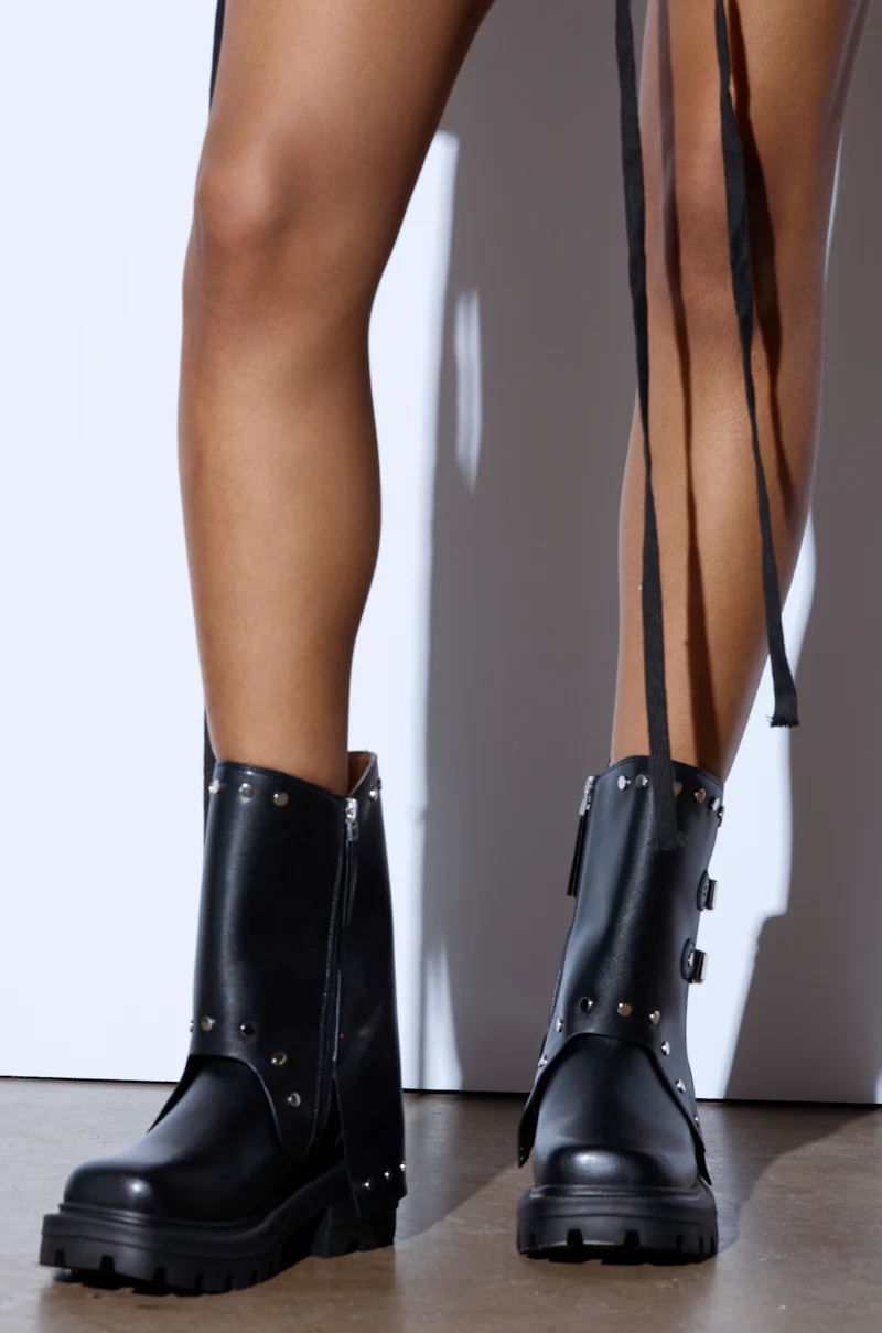AZALEA WANG XAVIER BLACK WITH METAL FLAT BOOTIE - Image 2