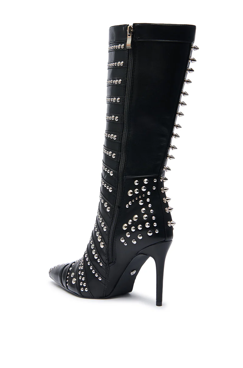 AZALEA WANG ZOX BLACK RHINESTONE AND STUDDED BLACK BOOTIE - Image 5