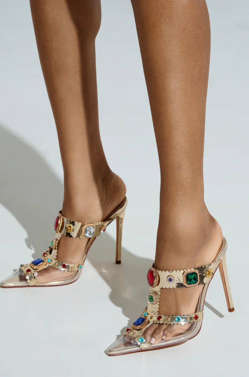 AZALEA WANG ZYA MULTI GOLD EMBELLISHED PVC PUMP - Image 2