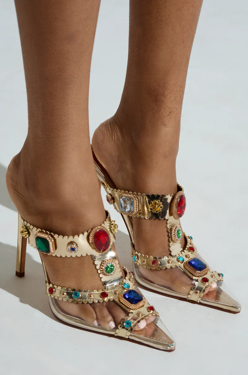 AZALEA WANG ZYA MULTI GOLD EMBELLISHED PVC PUMP - Image 3