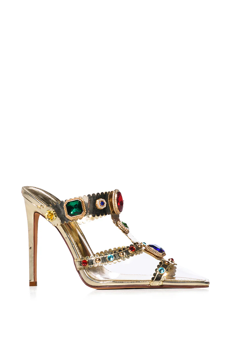 AZALEA WANG ZYA MULTI GOLD EMBELLISHED PVC PUMP - Image 4