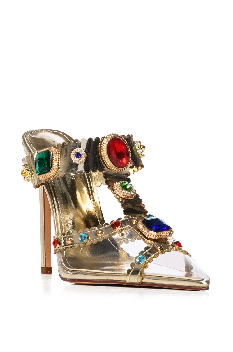 AZALEA WANG ZYA MULTI GOLD EMBELLISHED PVC PUMP - Image 5