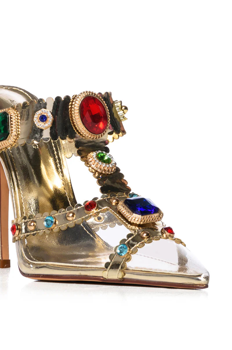 AZALEA WANG ZYA MULTI GOLD EMBELLISHED PVC PUMP - Image 7