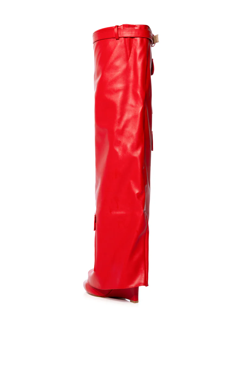 AZLAEA WANG ALEXIA RED WEDGE BOOT - Image 6