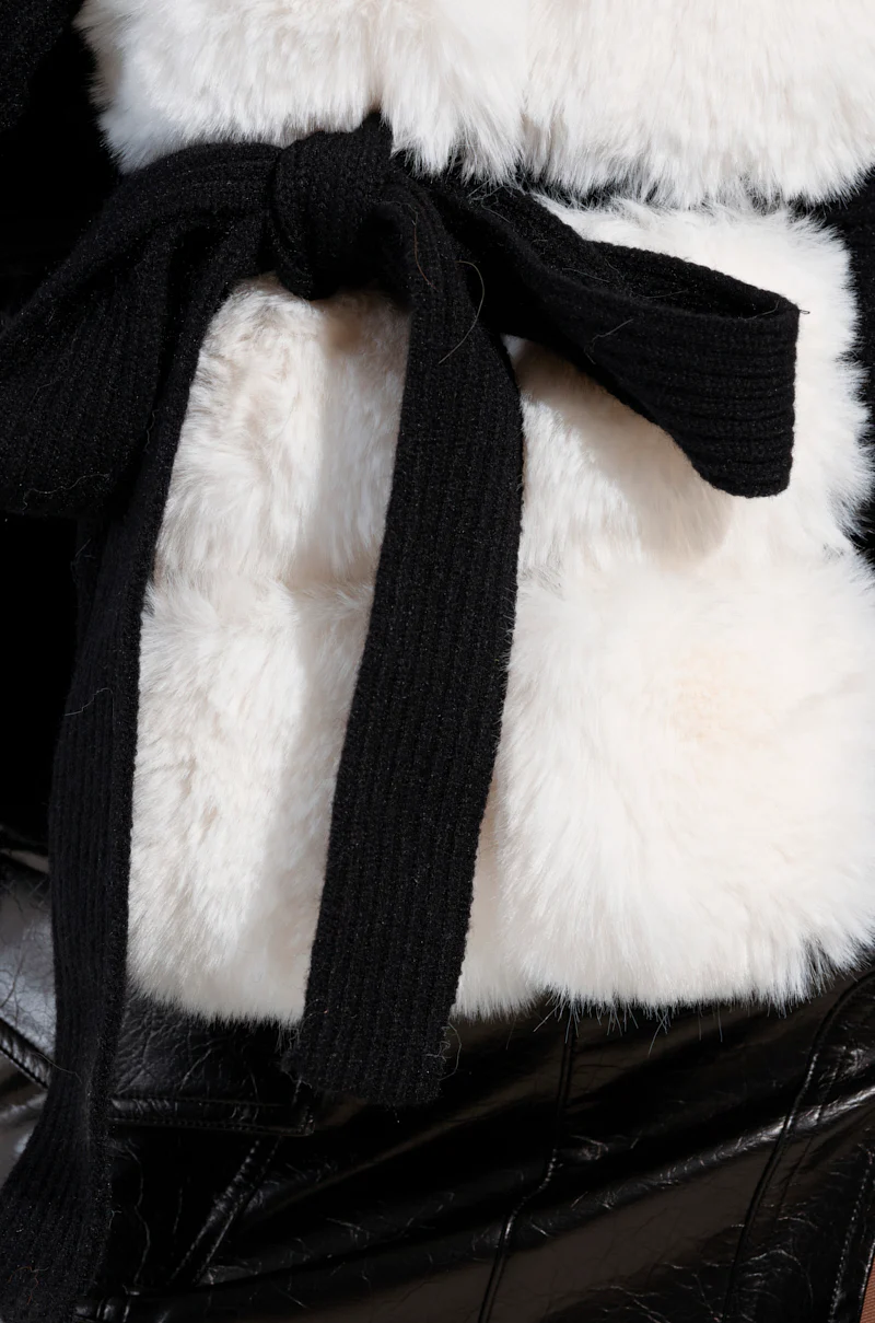 BABBS KNIT FUR TRIM CARDIGAN WITH SELF TIE BELT - Image 7