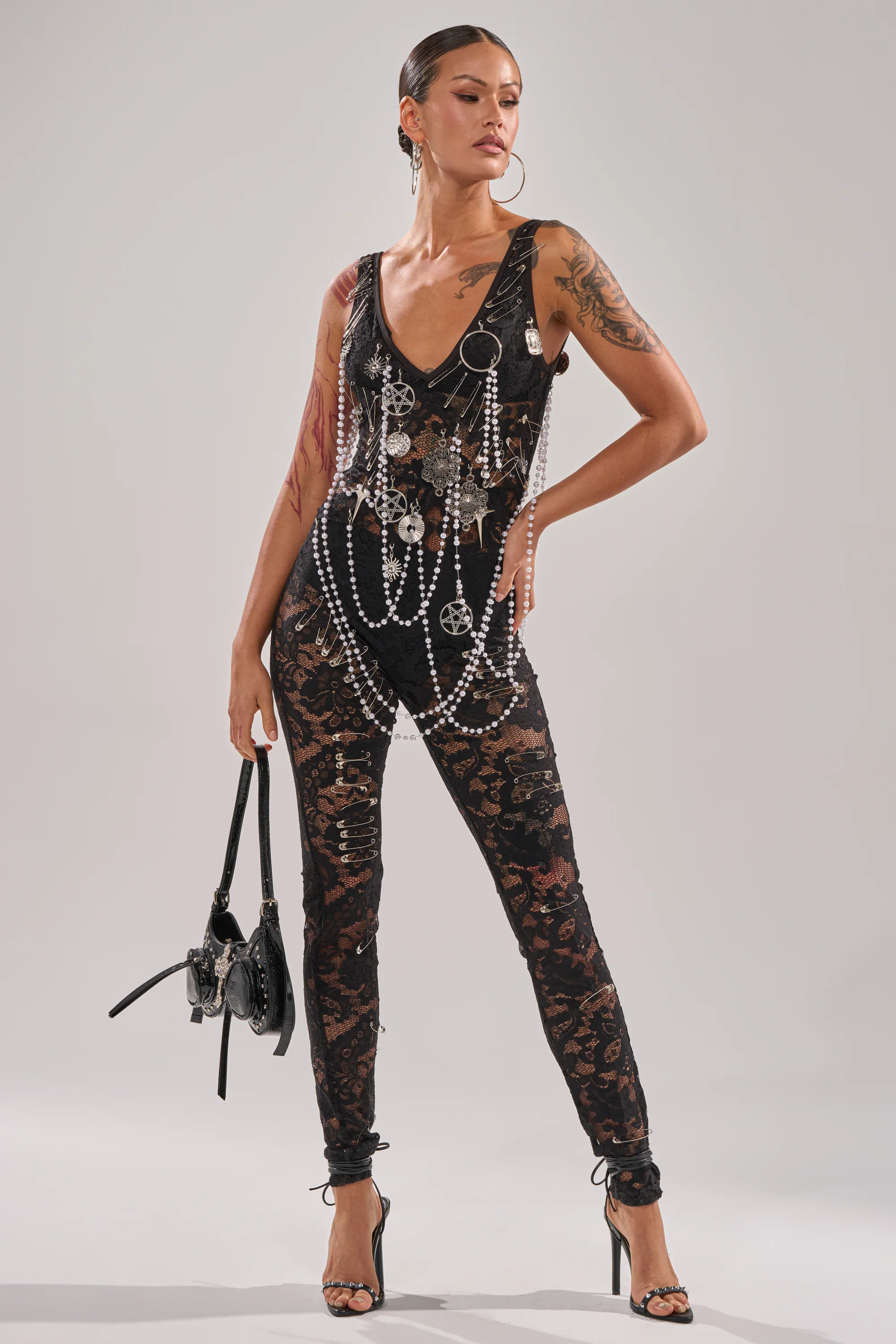 BABY I AM THE PARTY LACE JUMPSUIT