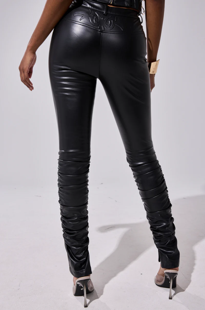 BADDIE STACKED FAUX LEATHER PANT - Image 5