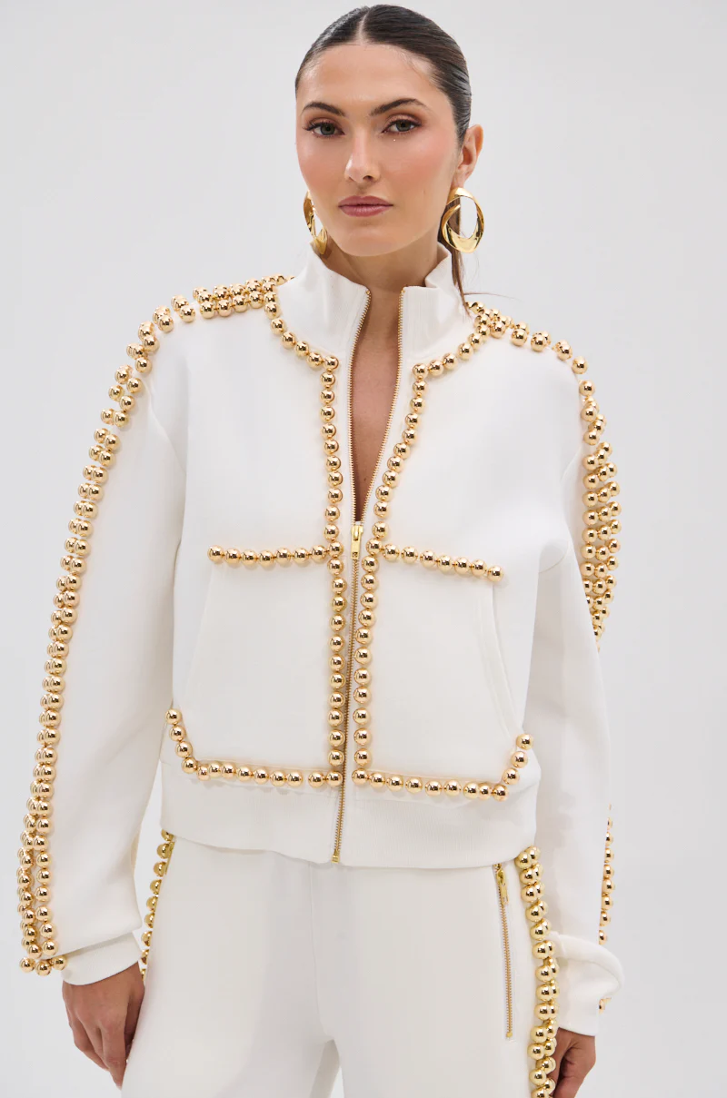 BALLS TO THE WALL ZIP UP SWEATSHIRT IN WHITE - Image 2