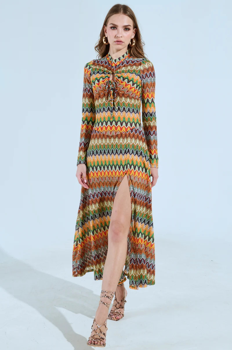 BAYLEE ABSTRACT PRINT KNIT MAXI DRESS - Image 3